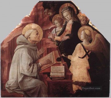  Bernardo Pintura al %C3%B3leo - La Virgen se aparece a San Bernardo Renacimiento Filippo Lippi
